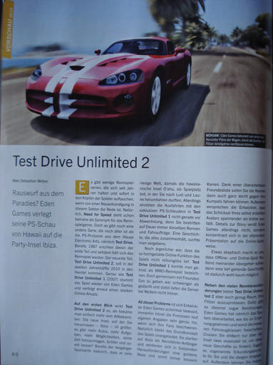 Test Drive Unlimited 2 - Сканы Test Drive Unlimited 2 из немецкого PC Gamer